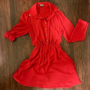 Do & Be Red Back-Flow Dress